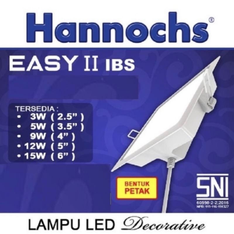 Lampu LED Downlight / Lampu Ceiling Plafon Hannochs Petak 5W/7W/9W/12W/15W