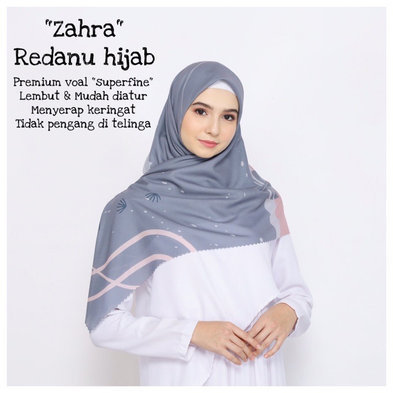 Hijab Segi empat voal premium motif Zahra by Redanu