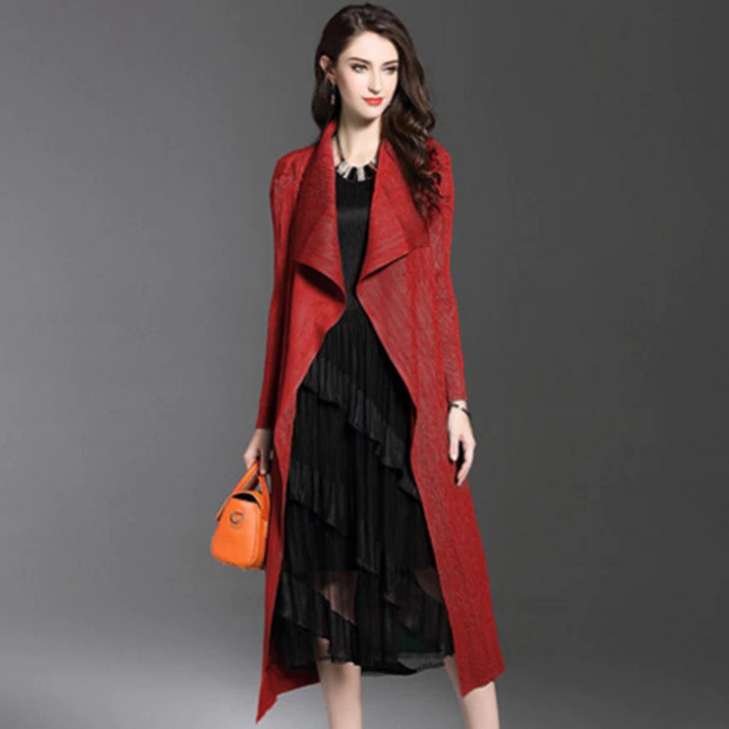 INDORETAIL | Pakaian Wanita | Outerwear | Jaket Issey Miyake Musim Semi Baru Wanita Panjang Lipit