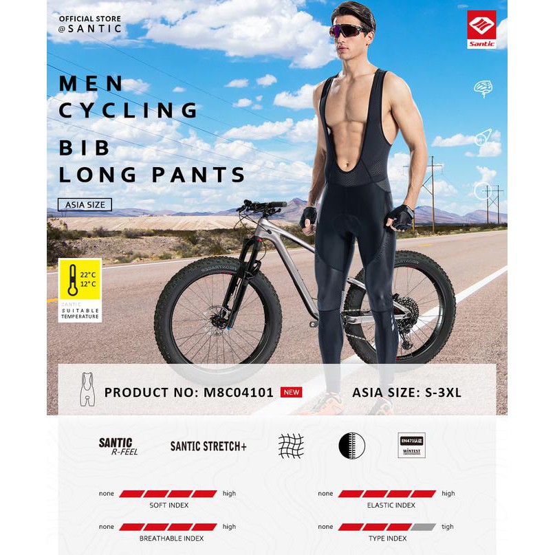 Celana Sepeda Bib Panjang Santic - Santic Bib Cycling Long Pant M8C041