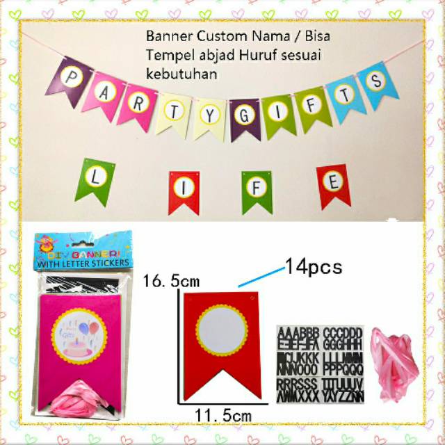 Banner DIY Custom Import / Banner Custom Nama sesuai keinginan / Banner Tempelan Custom Nama