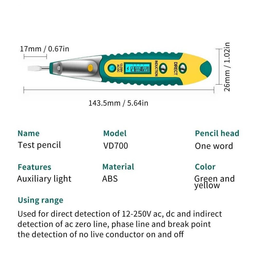 TK-06 Obeng Tespen Test pen AC DC LCD Digital Display Voltage Test Pen Voltage Detector non contact tespen screwdriver Pengukur Arus Listrik