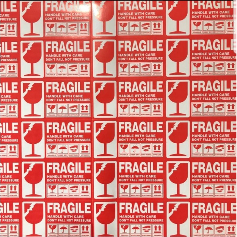 STICKER FRAGILE MENGKILAT GLOSSY 5 x 9 cm