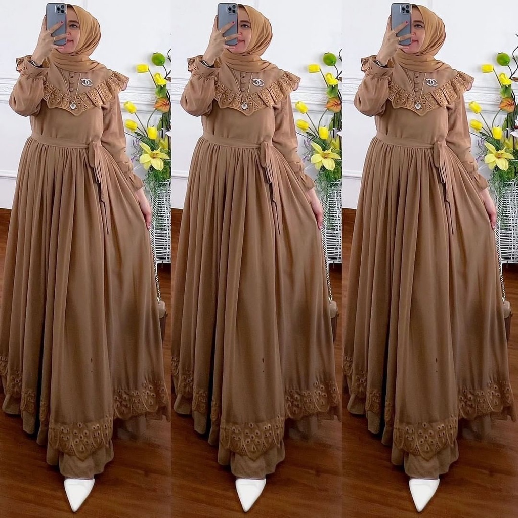 [ COD ]DRESS RAYANA,CERUTY RENDA BORDIR NEW ARRIVAL GAMIS PESTA MEWAH ORIGINAL BRAND REALPICT 100% G