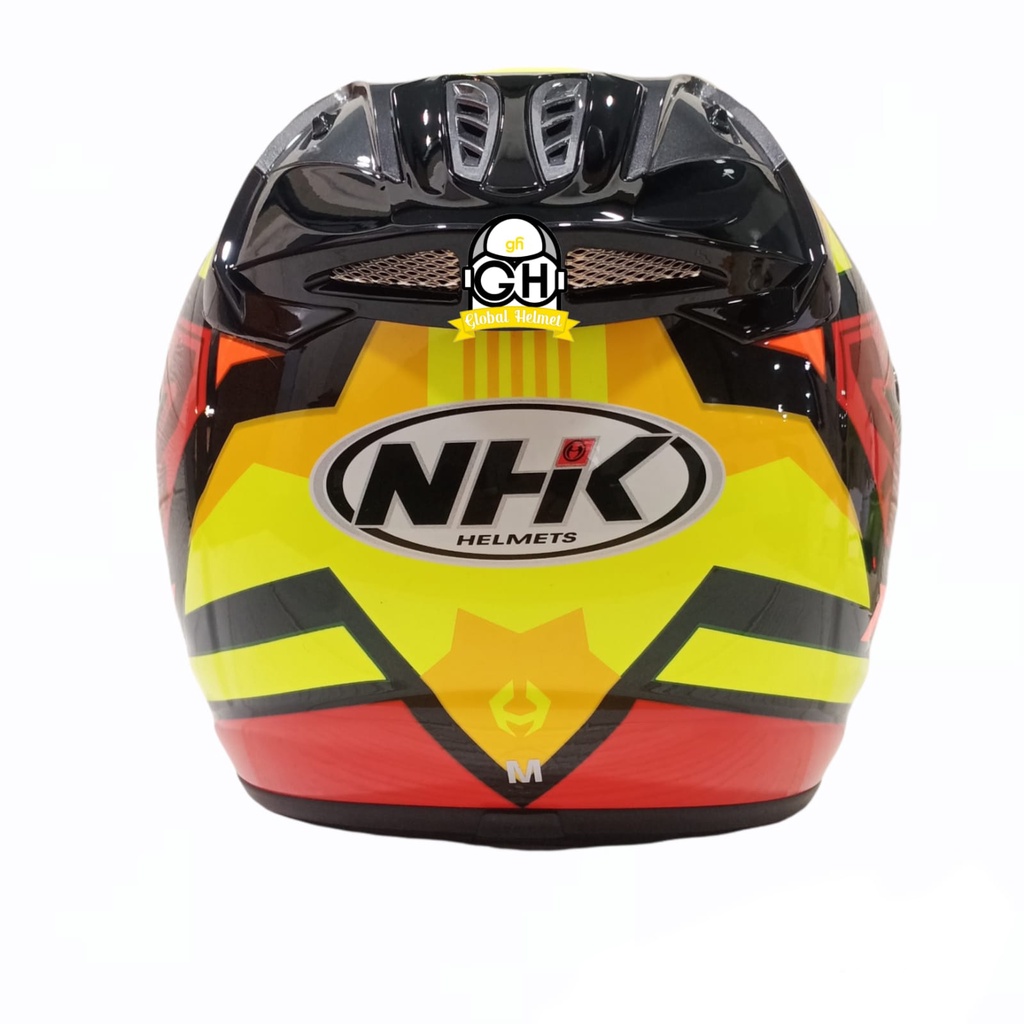 HELM NHK R6 MOTIF STARCO BLACK YELLOW RED HALF FACE NHK R6 MOTIF