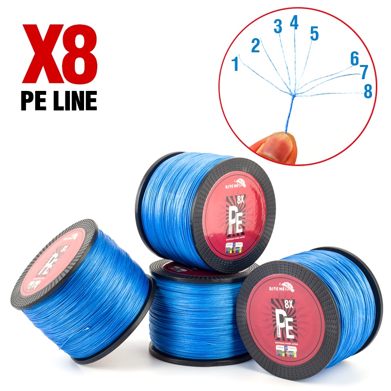 Senar Pancing Multifilamen 8 Untai Bahan PE Super Kuat 8 Helai 20-132LB Panjang 500m Warna Biru 8X