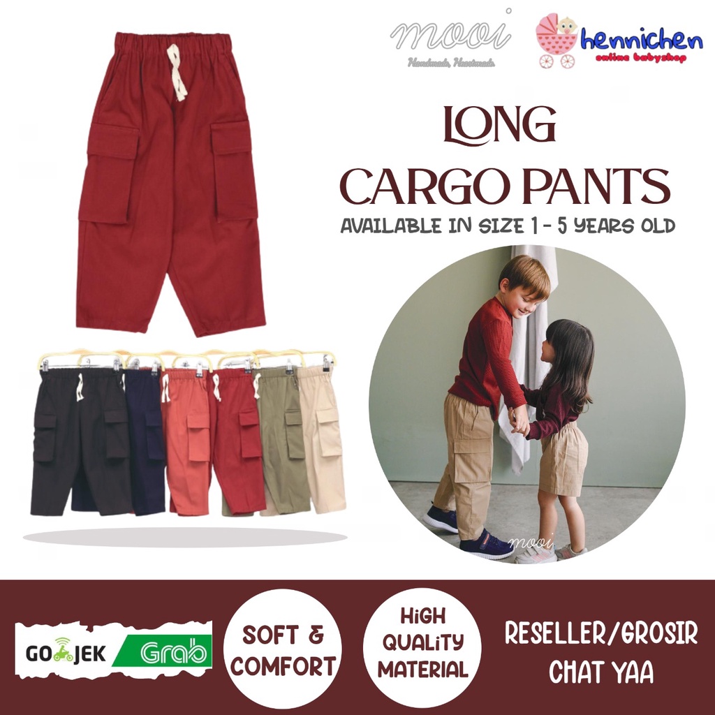 PROMO 7.7 PROMO BAJU LEBARAN MURAH MOOI LONG CARGO PANTS CELANA PANJANG CARGO ANAK 1-5 TAHUN