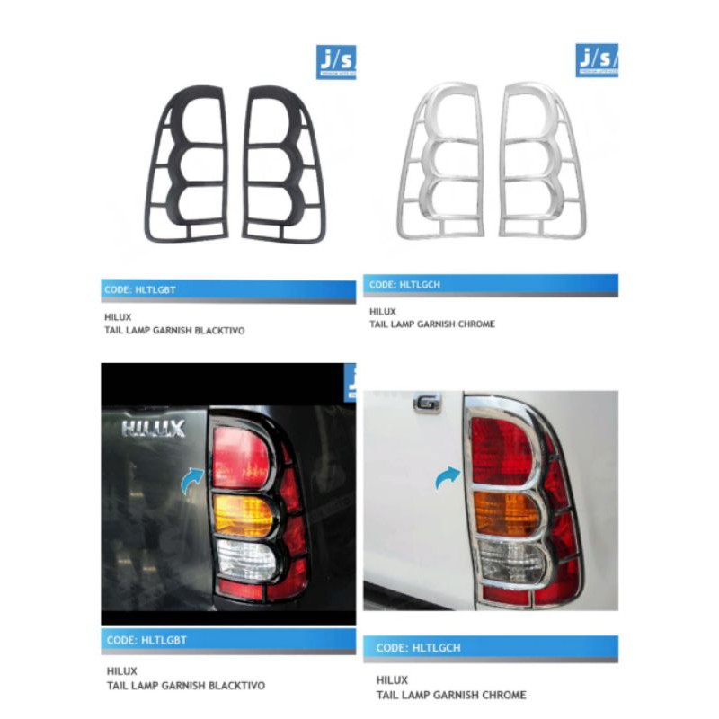 garnish lampu belakang hilux tail lamp garnish chrome,hitam jsl