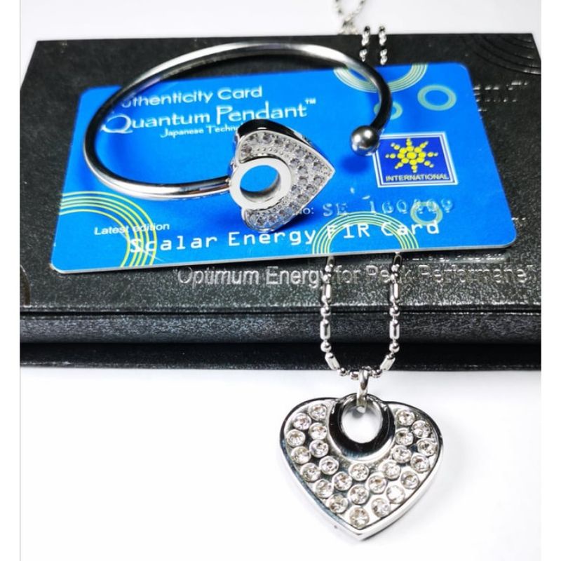 KALUNG QUANTUM PENDANT HEART PERMATA BIRU SATUSET GELANG LOVE