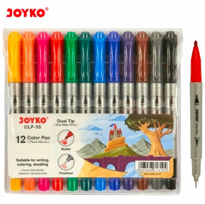 

Pulpen Pena warna JOYKO CLP-35, 12 Warna/Pulpen Dual Tip