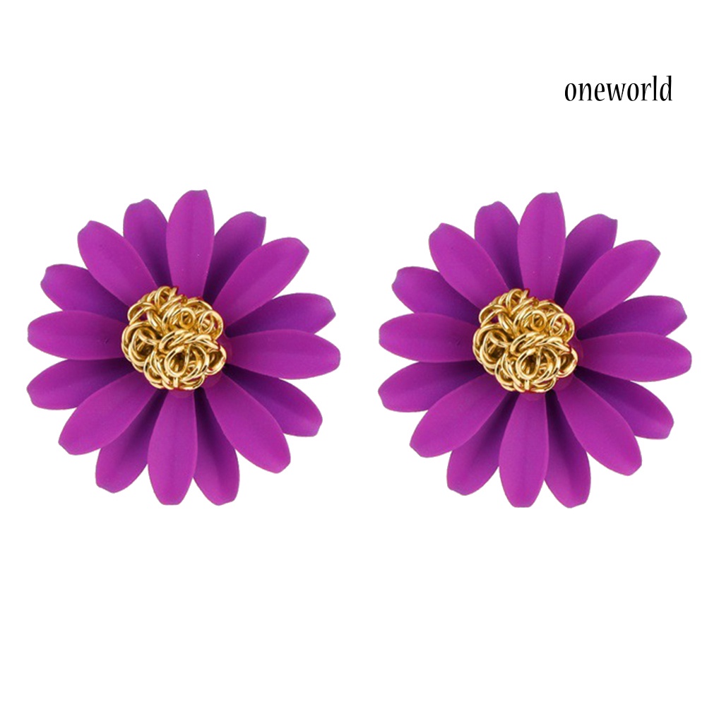 OW@ Women Sweet Daisies Flower Shaped Stud Earrings Jewelry Valentine Day Gift