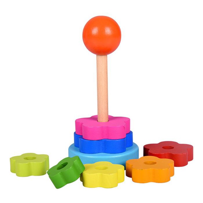 TweedyToys - Mainan Edukasi / Menara Kayu Bayi / Menara Warna Warni