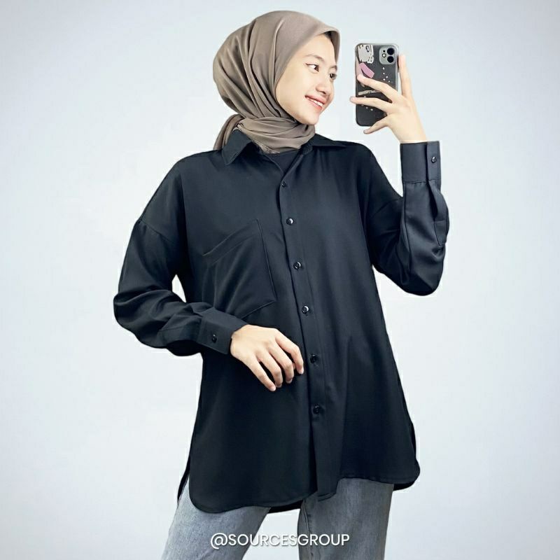 Olivia Shirt Kemeja Linen Wanita Oversize Bahan Linen Premium Ld 120