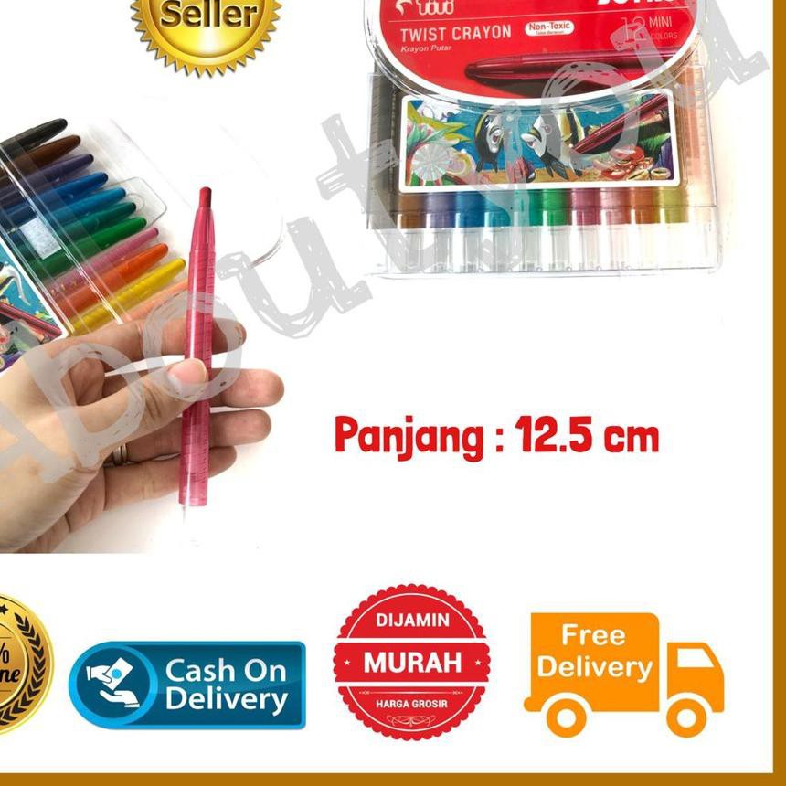 

Termurah!! KODE-234 Krayon PUTAR Crayon oil pastel TITI mini set 12 warna murah premium