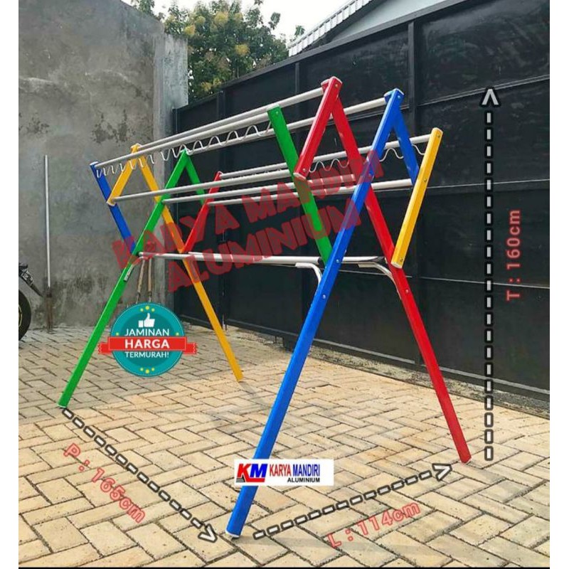 TURBO - Jemuran Baju Super Kokoh / Pakaian / Lipat / Aluminium Warna /180 CM / 1,8 Meter / 1,8 M