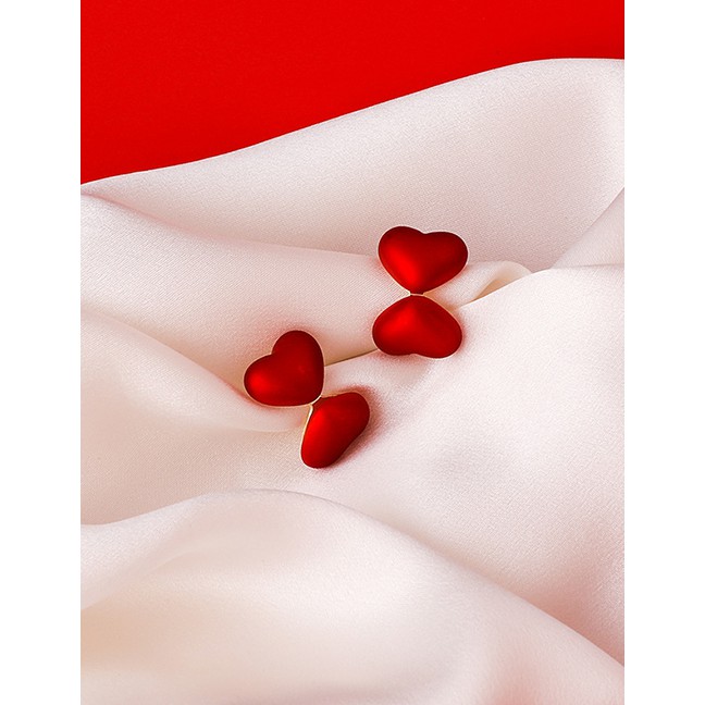 LRC Anting Tusuk Fashion Red Love Alloy P71914