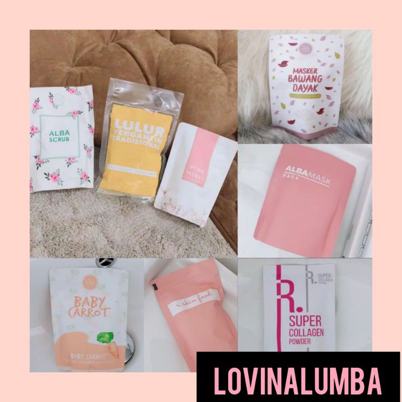 WARZUQNISHOP ALBA MASK PUREWHITE ALBA SCRUB LULUR PENGANTIN R SKIN FOOD BABY CARROT ROSPOWDER