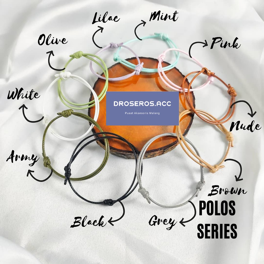 Gelang Polos Single Couple Korea Slide Knot untuk Pria Wanita Gelang Hitam Gelang Putih