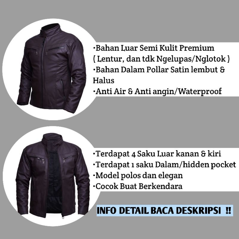 JAKET KULIT POLOS PRIA BIKERS BKR006 | JAKET TOURING | JAKET SEMI KULIT DISTRO BANKERS BANDUNG Jaket Motor Pria Anti air dan Anti Angin Waterproof Murah Keren