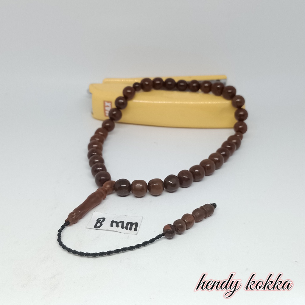 5pcs tasbih 33 kokka kaukah bulat polos 8mm COKLAT