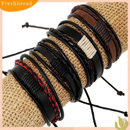 Fresh| Gelang Bangle Kulit Pu Multilapis Gaya Vintage Retro Untuk Unisex