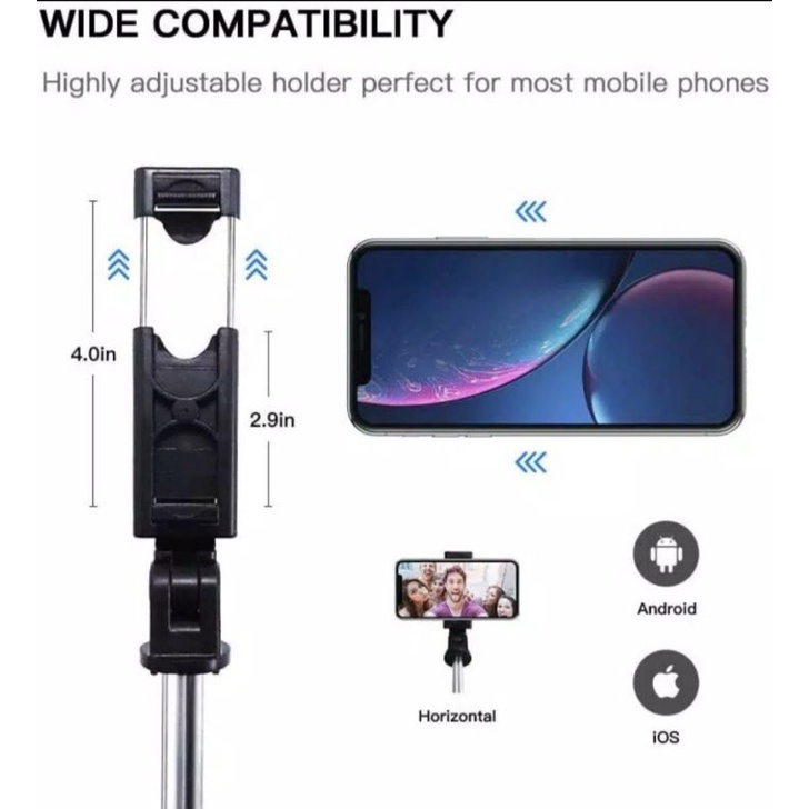 Tongsis Magic 3 in 1 K07 Bluetooth Tripod Selfie Stick 70cm  Remote