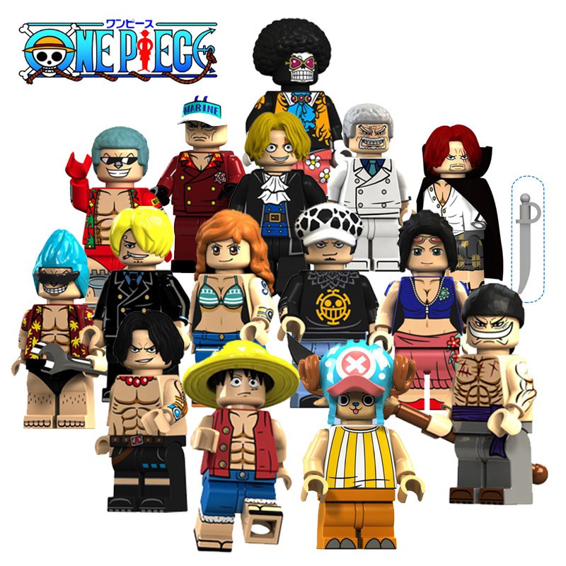 15pcs / set Mainan Action Figure Karakter Luffy Nami Nico Zoro Sanji Brook