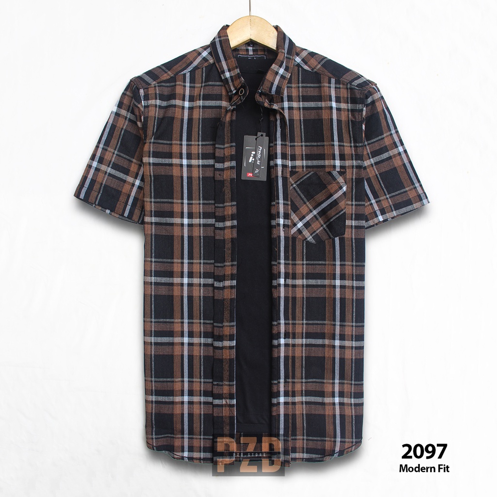 Kemeja Flanel Lengan Pendek Pria Kemeja Flanel Pria Lengan Pendek Kemeja Lengan Pendek Coklat