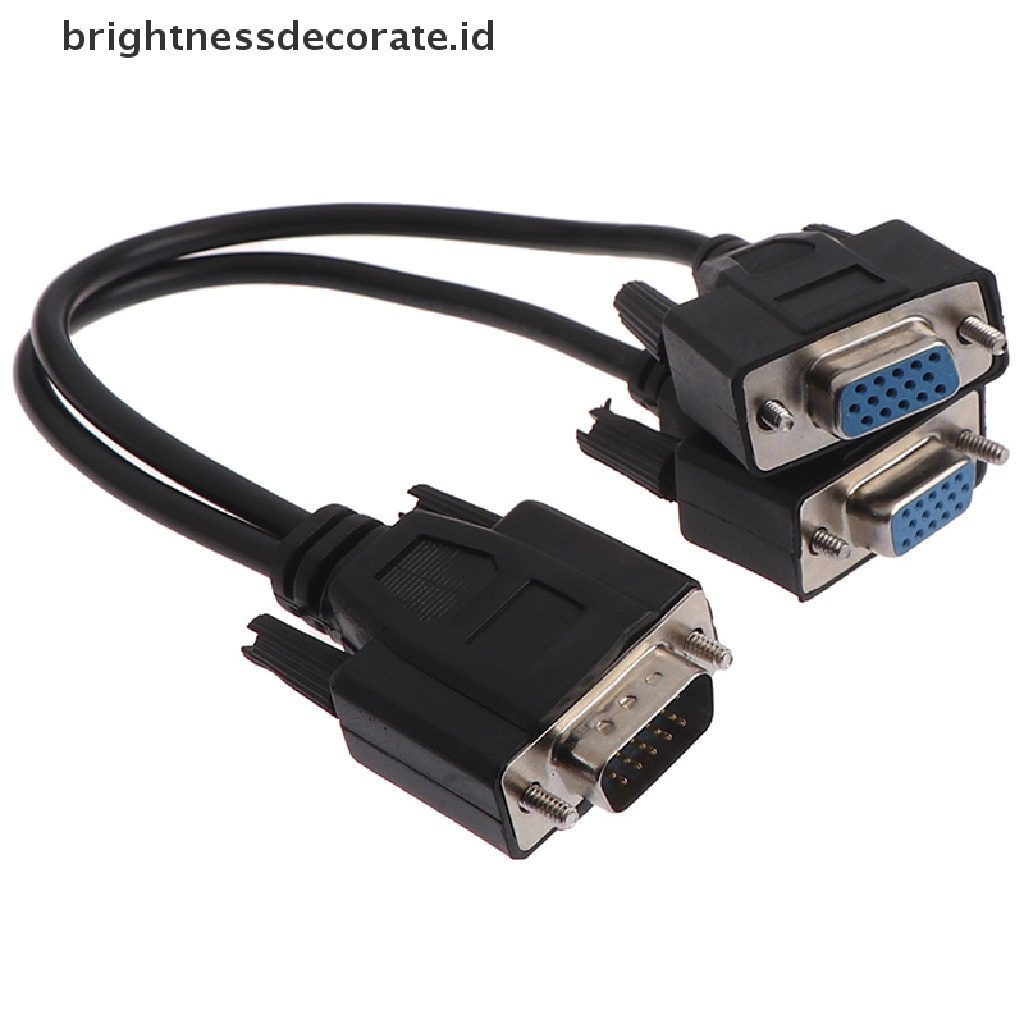 Kabel Adapter Splitter 15pin Vga Male Ke 2 Vga Svga Female Untuk Monitor