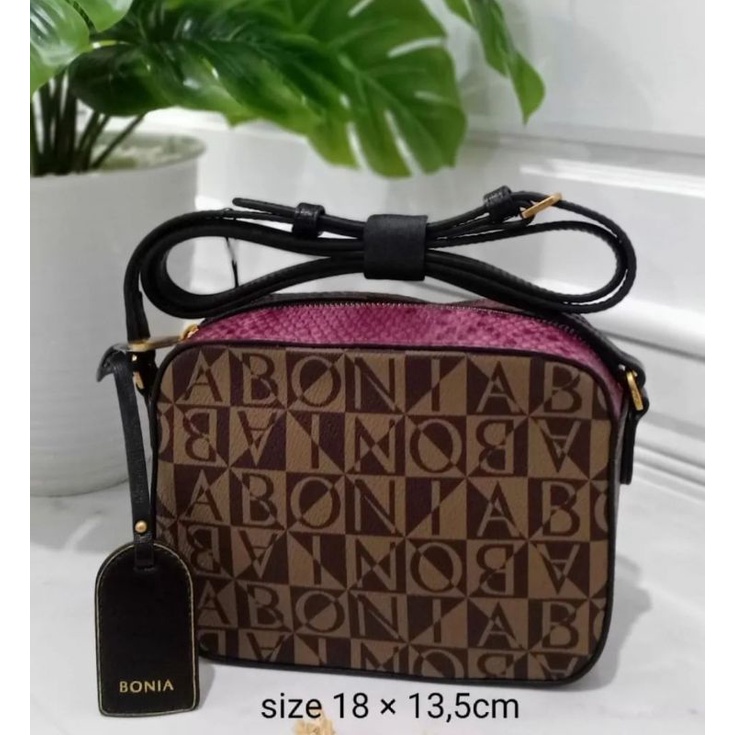 tas bonia original sling bag camera ular monogram