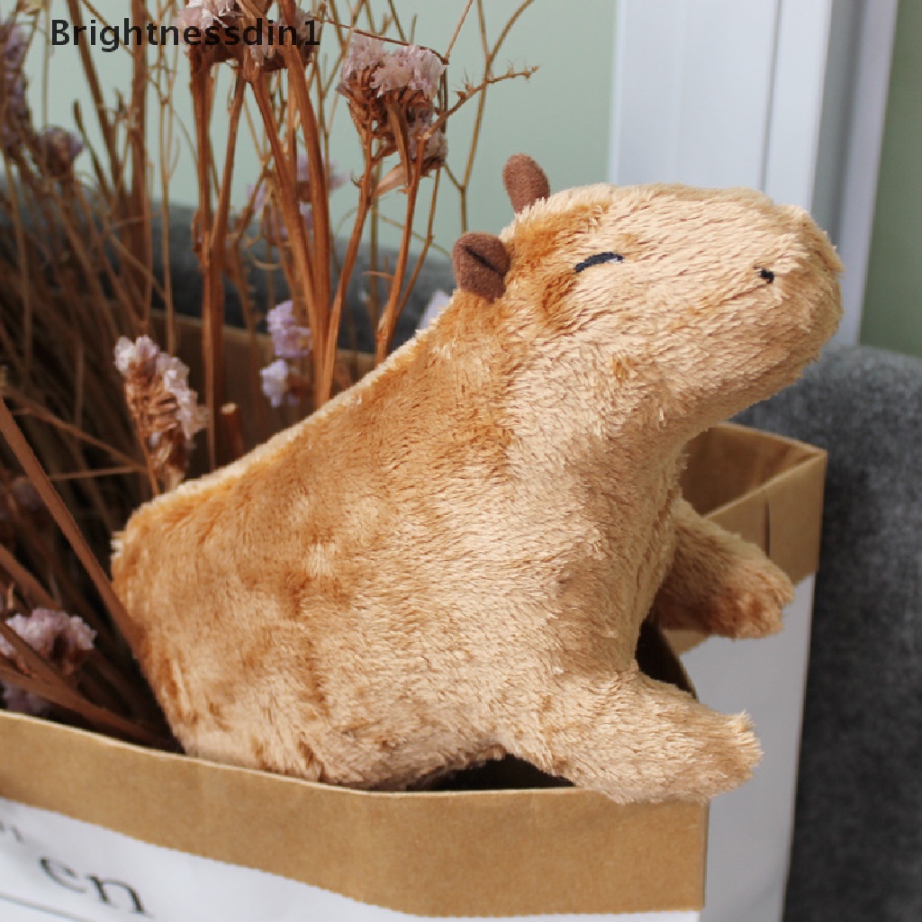 (Brightnessdin1) Mainan Boneka Stuffed Plush Capybara Untuk Hadiah Ulang Tahun