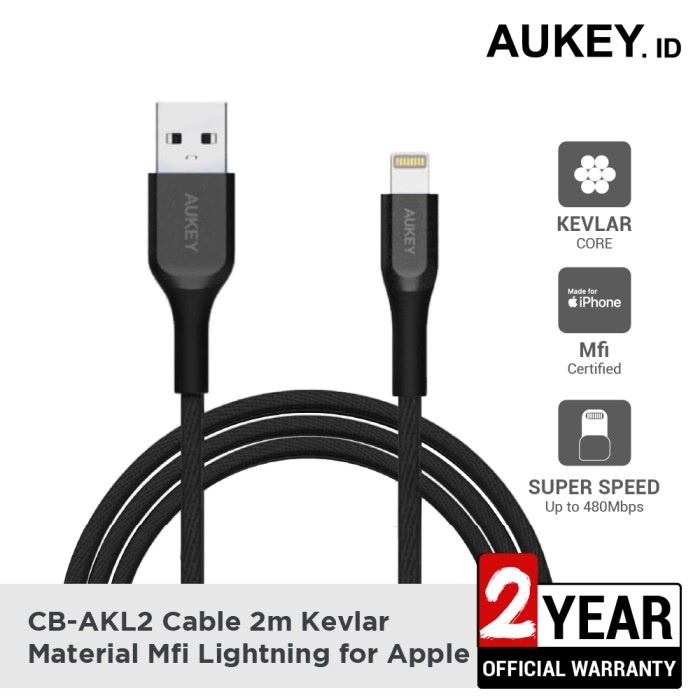 AKN88 - AUKEY CB-AKL2 - IMPULSE TITAN AL - USB to Lightning Kevlar Cable - 2M