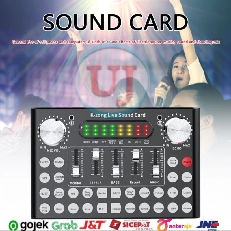 Soundcard Woopower Mixer USB Sound Card Amplifier Live Broadcast Recording F8