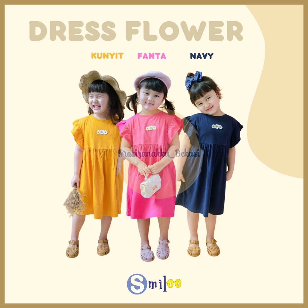 Dress Anak Smilee Flower Mix Warna Size 1-5 Th