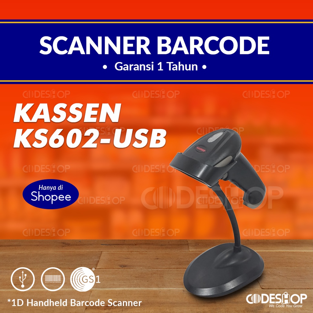 Scanner Barcode 1D &amp; 2D Kassen KS-602 USB + STAND KS602