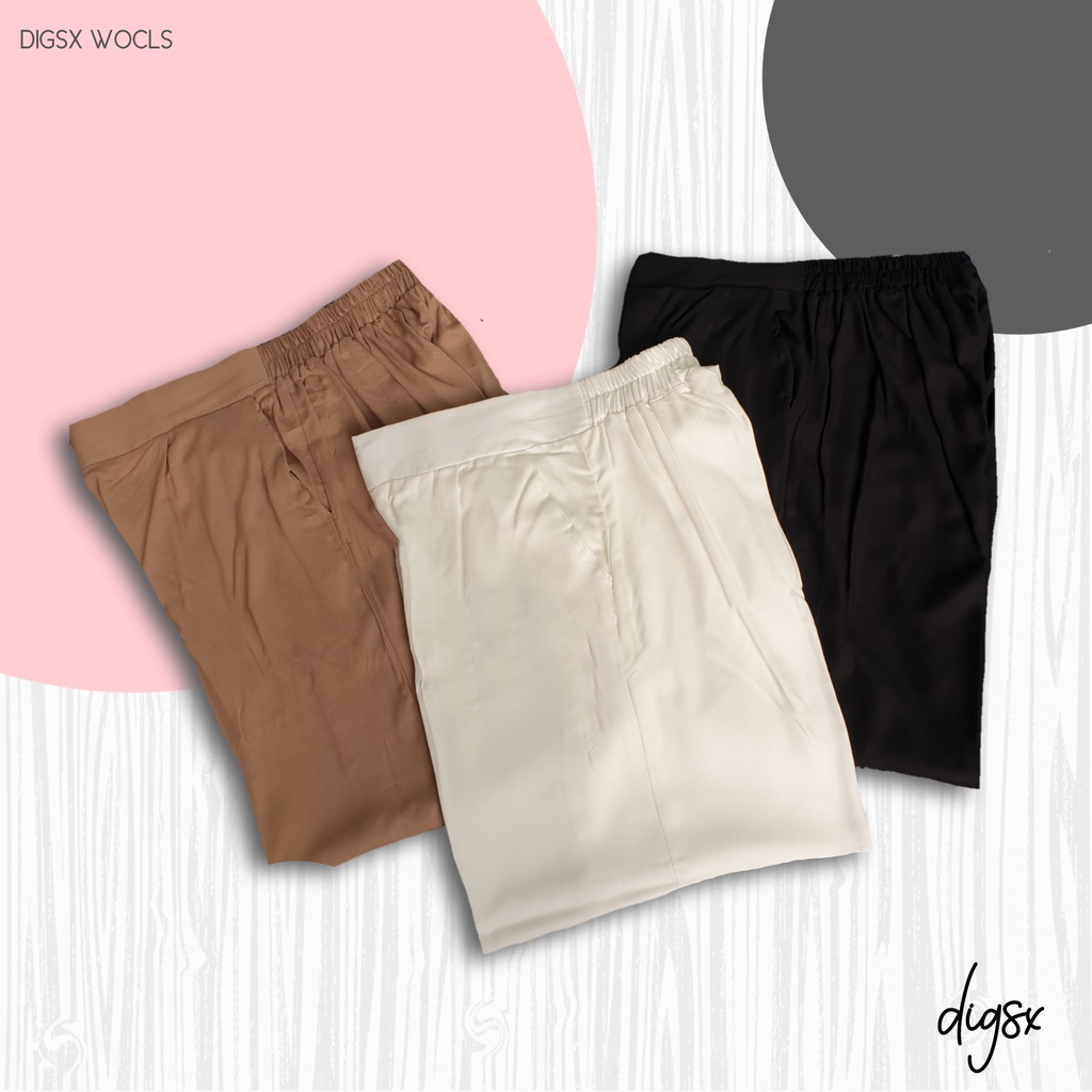 Celana kulot wanita crinkle polos kulot rayon jumbo bahan adem