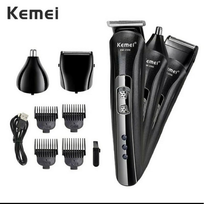 Hair Clipper Kemei KM - 1506 / Alat Cukur Rambut Kemei KM - 1506 3 in 1 / Mesin Cukur Kemei