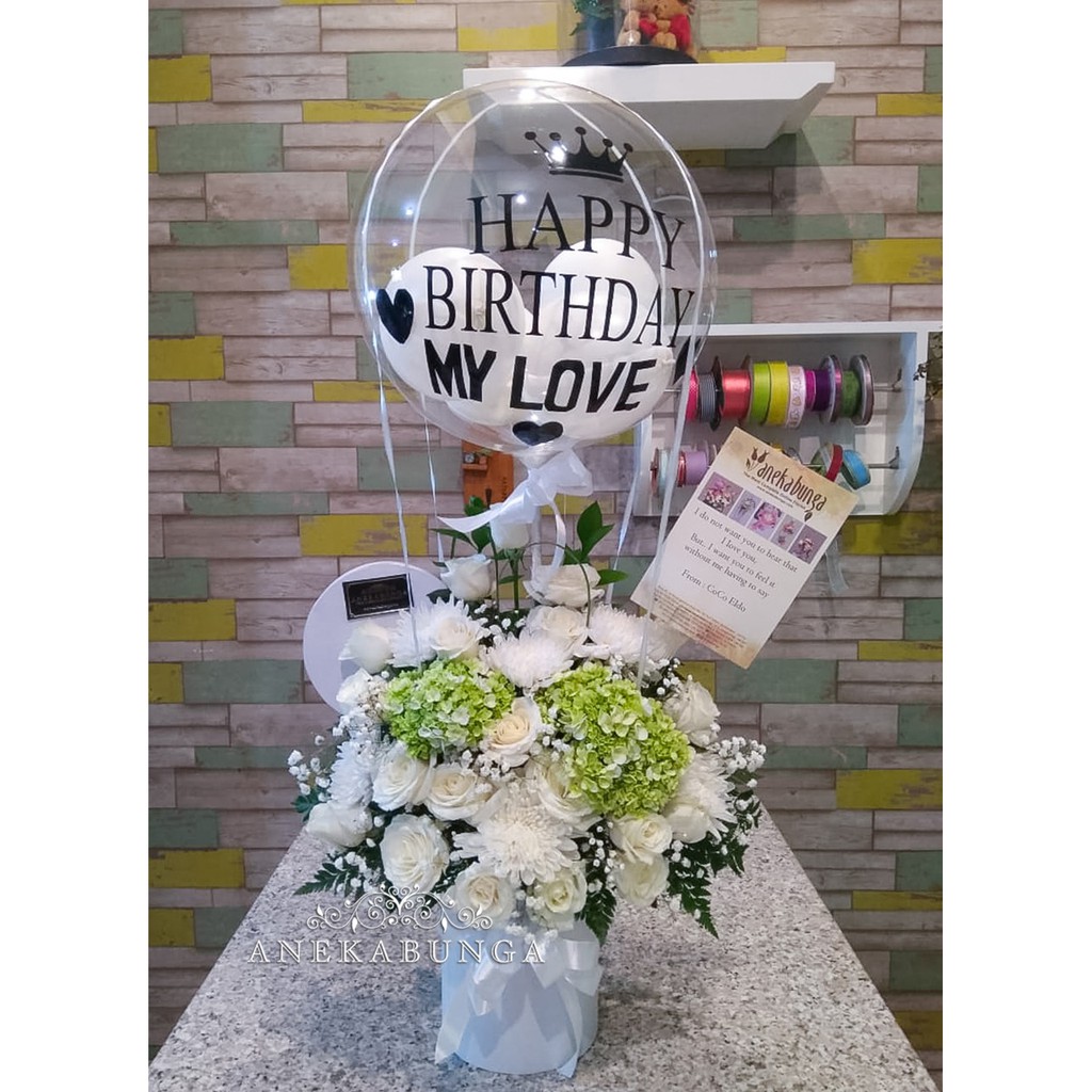  Balon  Bunga  Asli Ucapan Baloon Fresh Flower Ulang Tahun 