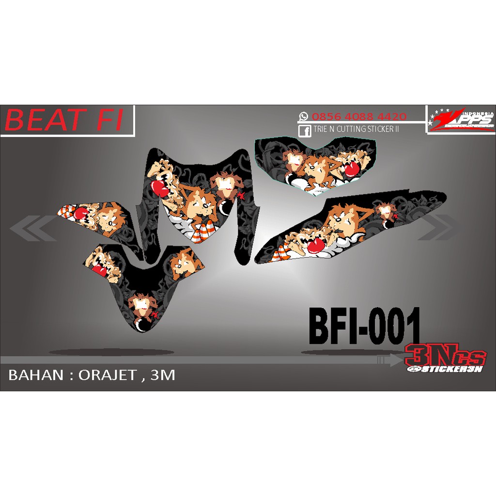 Decal Full Bodi Honda Beat FI Tazmania, Decal Honda Beat Pgm Fi fullbodi tazmania bisa rubah warna d