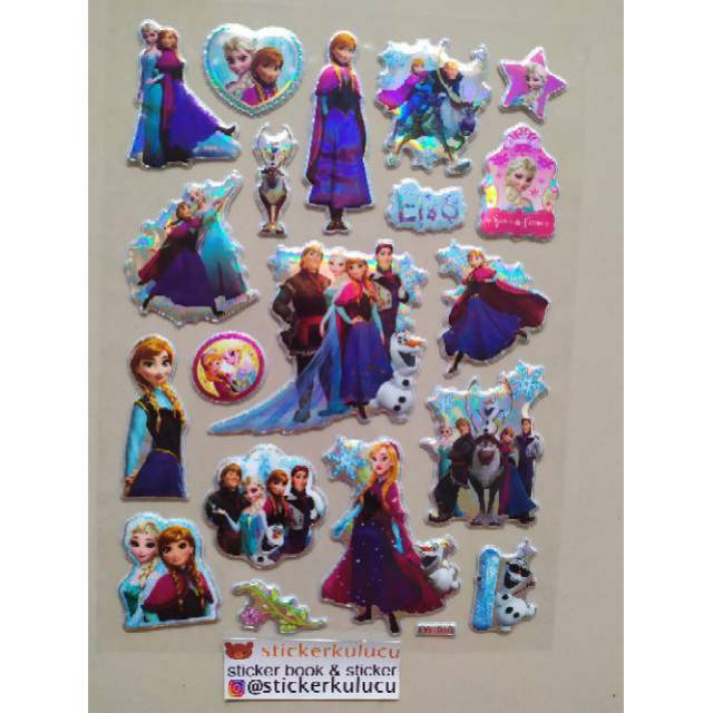 Stiker anak timbul Frozen Hologram