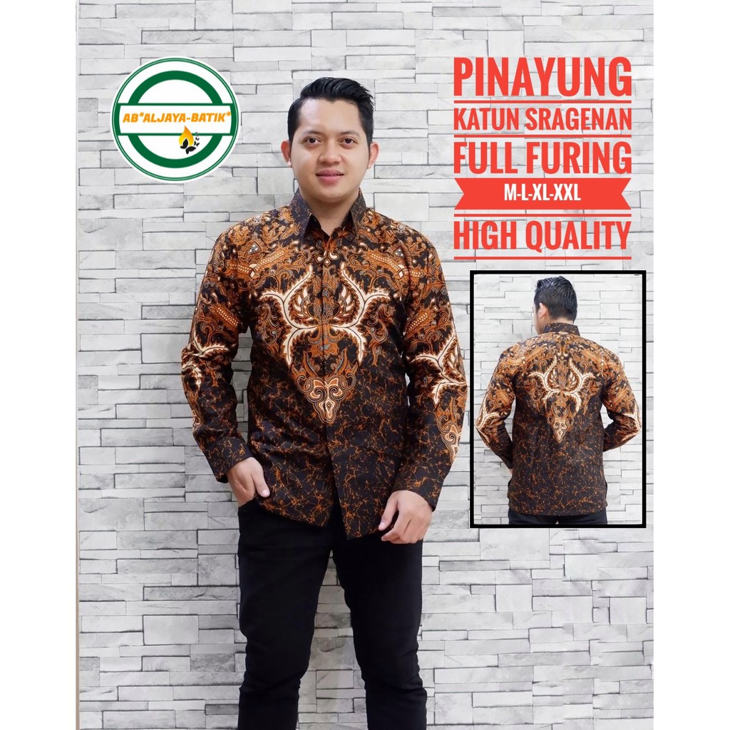 PINAYUNG Kemeja Batik Pria Lengan Panjang | Hem Batik Pria FULL FURING Aljaya