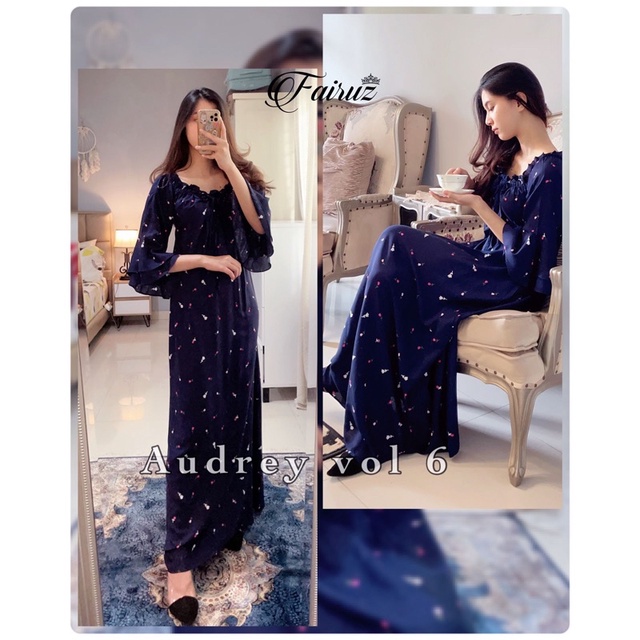 Daster arab FAIRUZ AUDREY Homedress Rayon Homewear Original Label-FAY: NAVY VOL.6