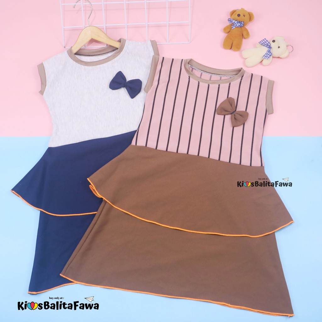 Dress Viona Kensi uk 5-6 Tahun / Baju Anak Perempuan Lengan Kutung Murah Dres Cewek Import Blouse