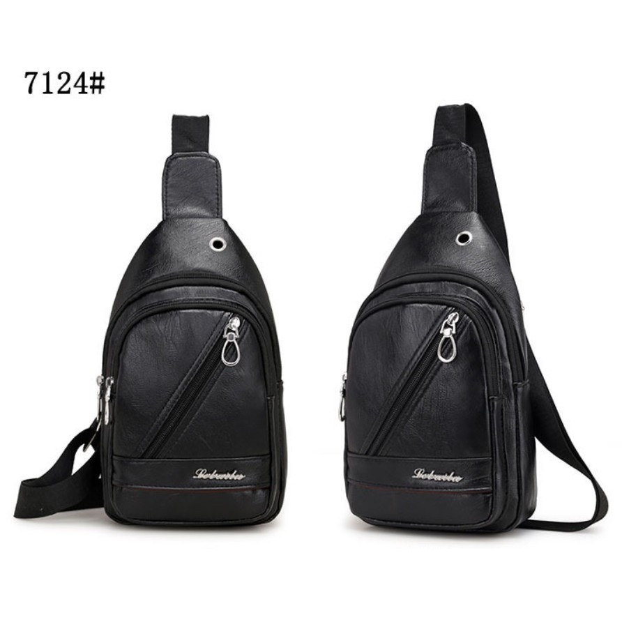 Tas Selempang Kulit 7124 Fashion IMPOR Cowo Korean Style Slempang Gadget Bag