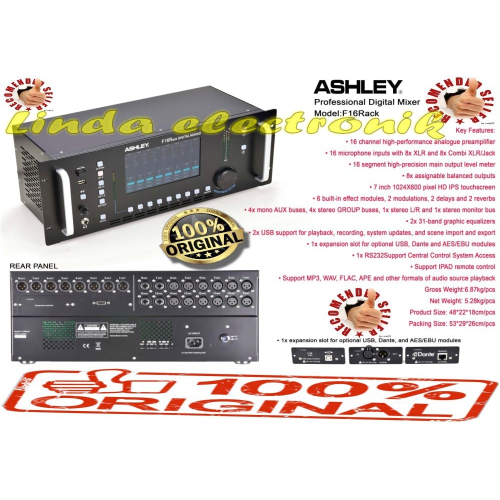 Mixer Audio Digital ASHLEY F16RACK ORYGINAL ashley f 16rack F 16RACK f16rack