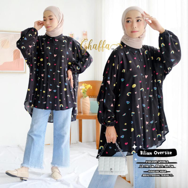 BILIAN BLOUSE BY GHAFFA THE LABEL / BLOUSE MOTIF WANITA MUSLIMAH / rayon viscose adem