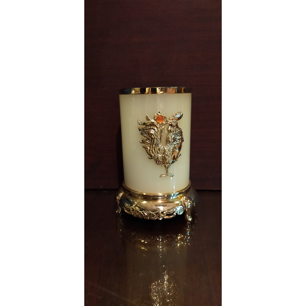 

China Gold Ornament Tempat Pulpen Giok Putih Ayam CG017