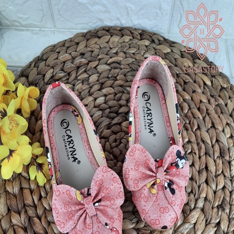 SEPATU PESTA FLATSHOES ANAK PEREMPUAN MICKEY 3 4 5 6 TAHUN IA01