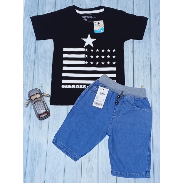 STJR - PREMIUM SETELAN BAJU KAOS ANAK MOTIF KARAKTER DAN JEANS PENDEK 1-10 TAHUN PART 1-bendera bintang