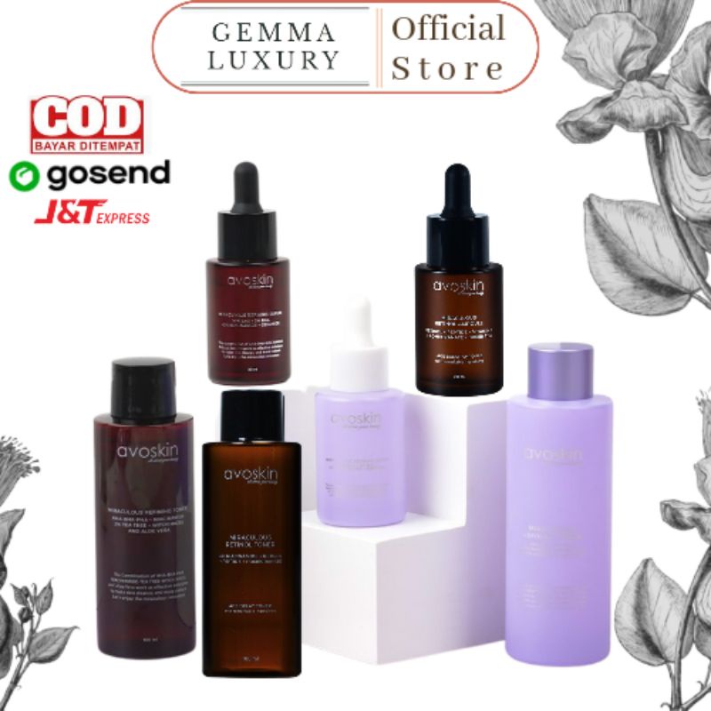 (GOSEND/COD) AVOSKIN MIRACULOUS REFINING TONER / SERUM | RETINOL TONER / SERUM BPOM | LILAC anniversary edition